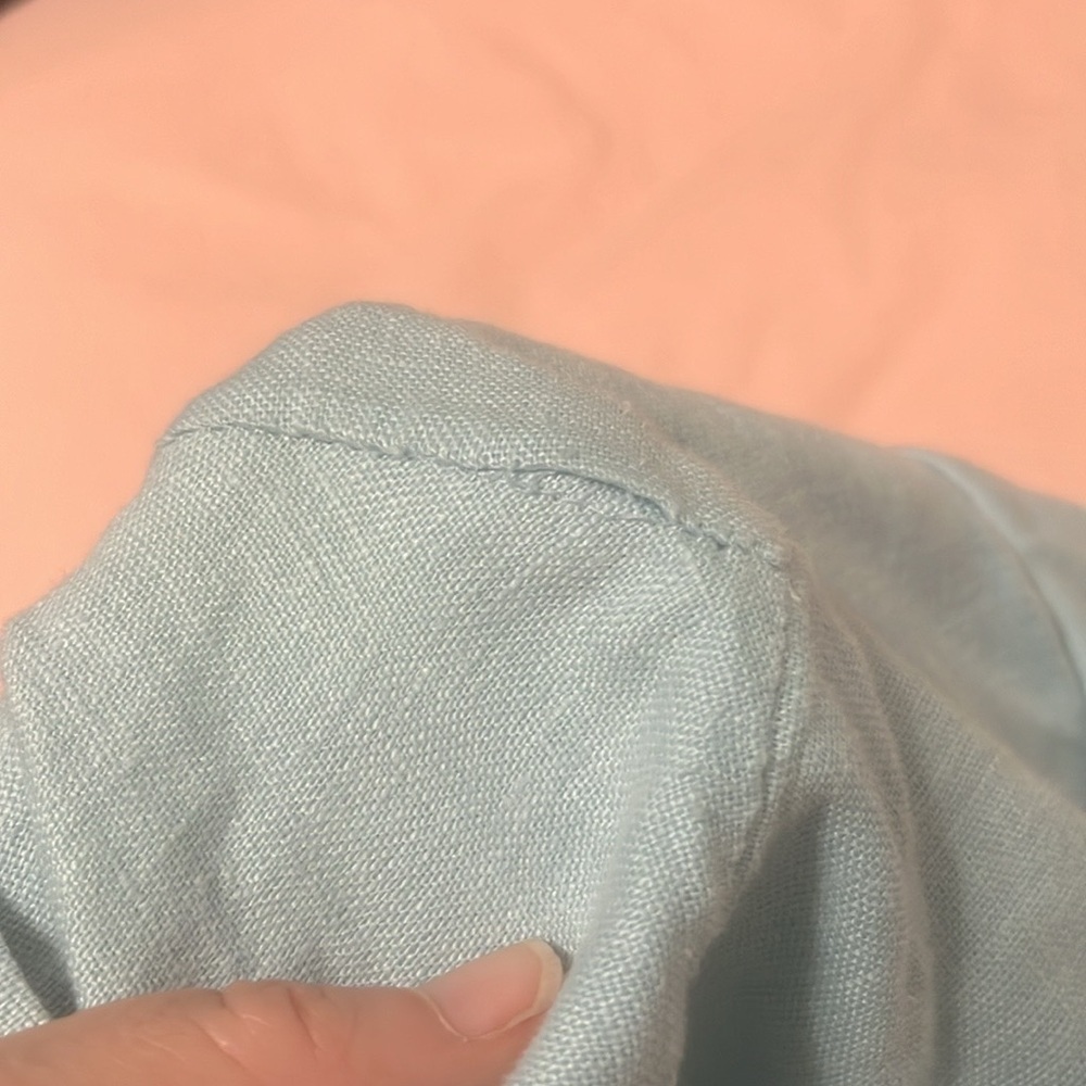 Ellen Tracy Light Blue Linen Blend Top Size 16 - Picture 12 of 12